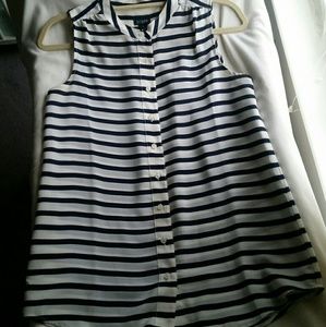 J. Crew Sleeveless Striped Button-Front Blouse